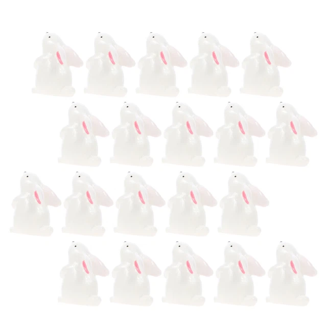 20 piezas de animales pequeños conejos figuras pequeñas relleno de huevos de Pascua blanco