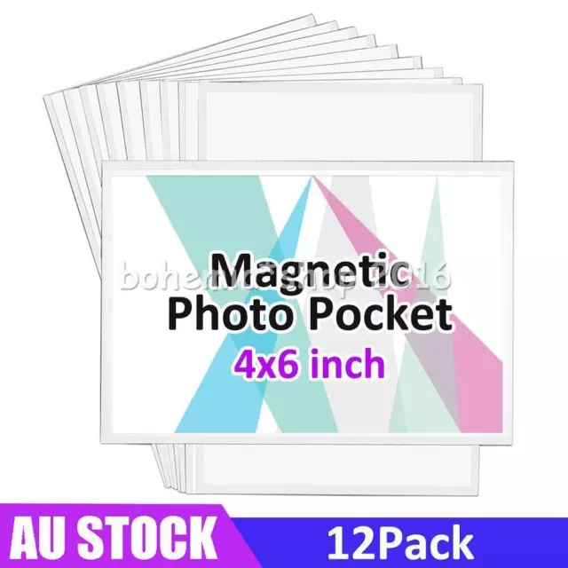 12X Magnetic Photo Frames Fridge 4x6 inches Magnet Pictures Pocket Sleeves