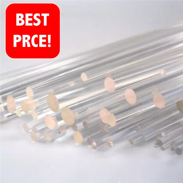 Clear Acrylic Perspex Round Bar Rod | All Sizes | Uk Supplier