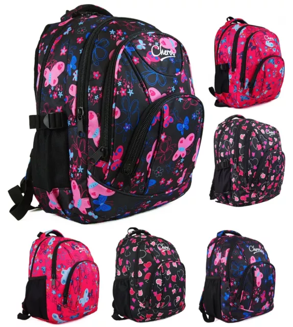 Boys Girls Stylish Butterfly Hearts Backpack Rucksack Bag School Camping Sports