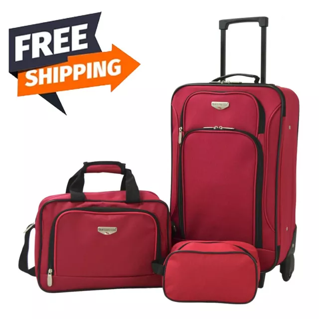 3 Piece Euro Carry-on Value Set Checked Luggage Suitcase Bag Rolling Travel 20"