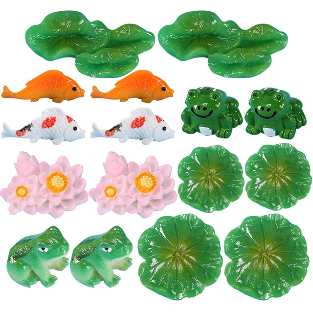 1 Set von Miniaturfrosch -Ornamenten Moos Mikro Landschaft Dekor Lotusblattform