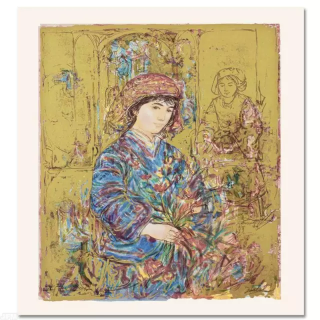 Edna Hibel "Umbria'S Garden" Hand Signed Limited Edition Serigraph Art