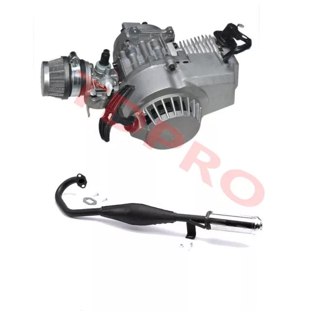 2 Stroke 50cc 49cc Engine Motor +Exhaust Pocket Mini Bike Chopper Quad ATV Buggy