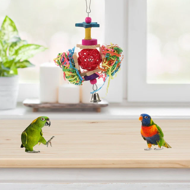 Forzero Bird Parrot Swing Chewing Toys-Hanging Bell Bird Cage Toys Suitable For Small Parakeets, Cockatiels, Conures, Finches,Budgie,Macaws, Parrots