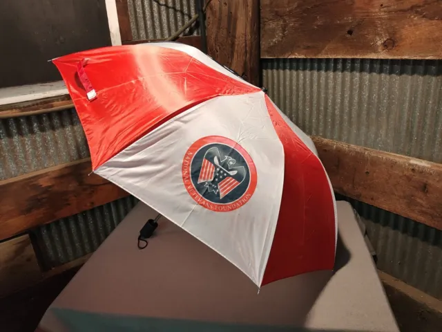 American Flag Umbrella National Veteran's Foundation Logo Collapsible
