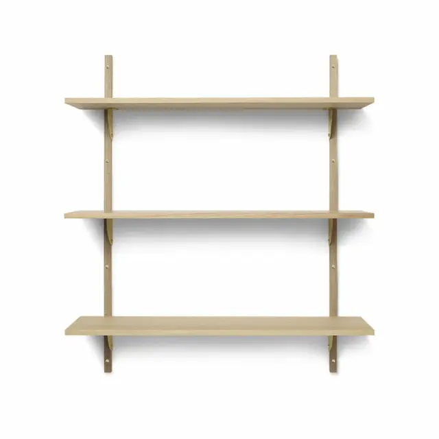 ferm Living Sector Wandregal triple Wandboard Regal Bücherregal Messing/Eiche