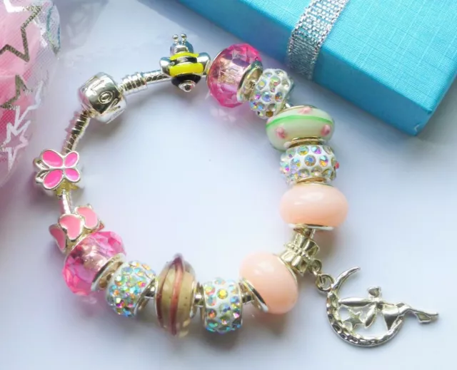 Moon Fairy charms bracelet pink blue purpal green or plain for kids women girls