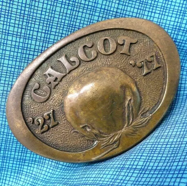 Calcot Ltd 50 Year Commemorative Belt Buckle Cotton Vtg 70s Solid Brass  .XTT477