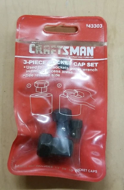 Craftsman 3 Piece Adapter Socket Cap Set # 43303 Made in USA RARE. NOS