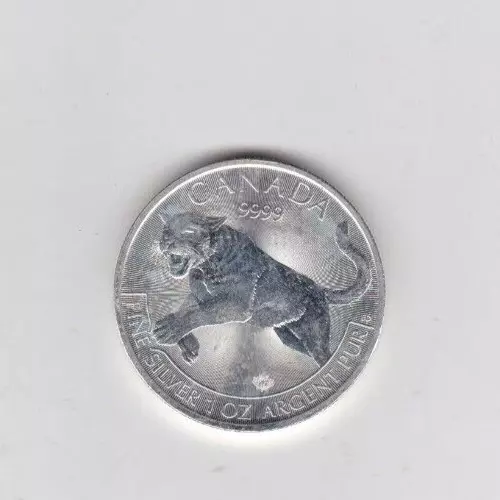 Canada 2016 Fine Silver One Ounce $5 Cougar In Near Mint Condition