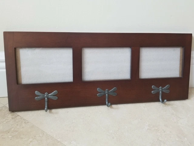 Wall Mounted Picture Photo Frame & Dragonfly Coat Keys Leash Hooks Holder New...