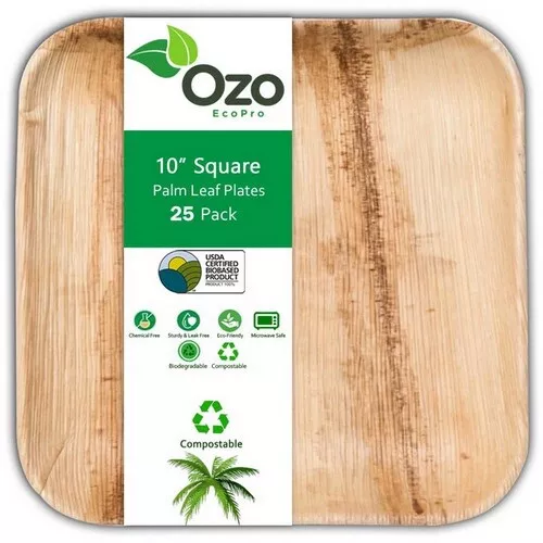 Palm Leaf Plates Square 10 25 Packets By Ozo EcoPro