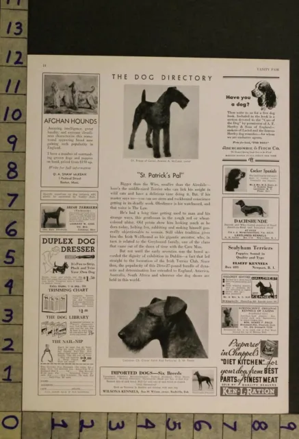 1934 Dog Canine Irish Terrier St Patrick Breeder 2-Page Photo Ad Ru45