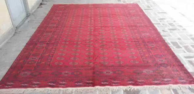 7'10 x 10'10 Handmade Vintage Afghan Turkmen Bukhara Wool Area Rug *BEST PRICE*