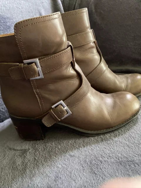 NINE WEST "Lorena" Biker Style Chunky Heel Brown Leather Ankle BOOTS, Size 11