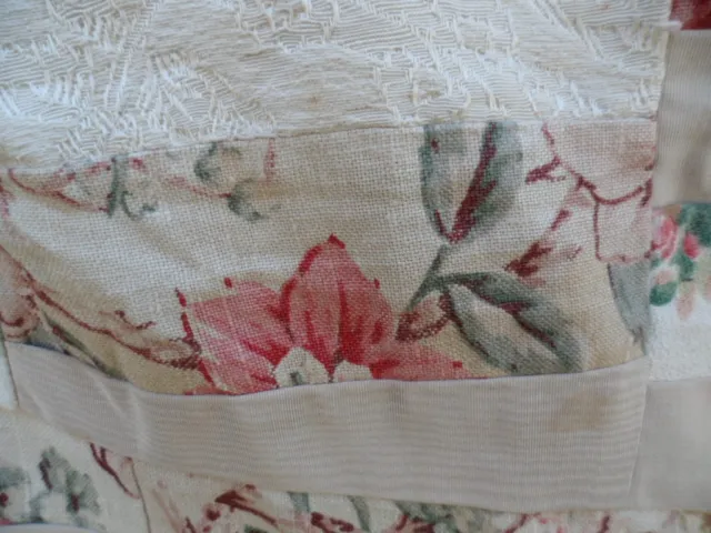 Antique vintage patchwork bed quilt cover pink cream and shabby floral material 3