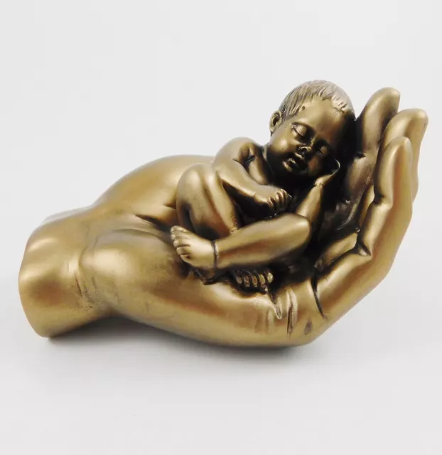 Baby in Protective Hand Figurine Statue Ornament Sculpture Baby Birth Gift