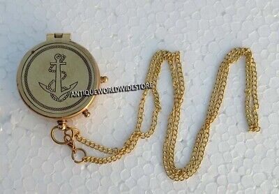 vintage Handmade Maritime Nautical Brass Anker Directional Pocket Compass