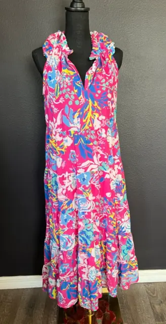Mud Pie Women's Floral Maxi Dress Size Small Spring Summer Tiered Dress Flowy