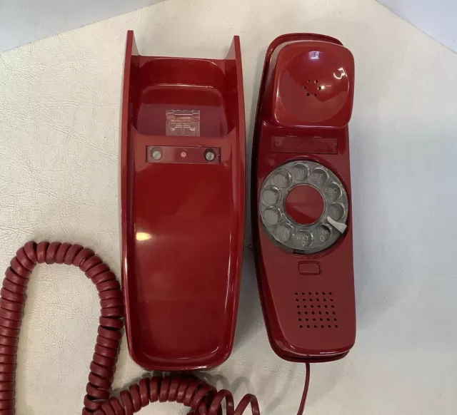 Western Electric Trimline Bell System Rotary Vintage Wall Telephone Phone Red