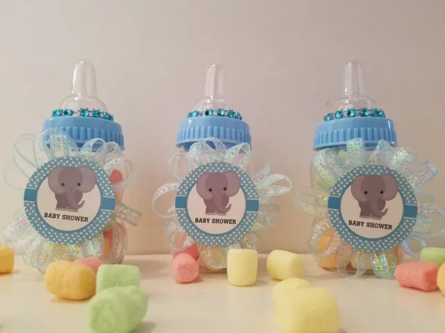 12 Elephant Fillable Bottles Baby Shower Favors Prizes Safari Jungle Noah's