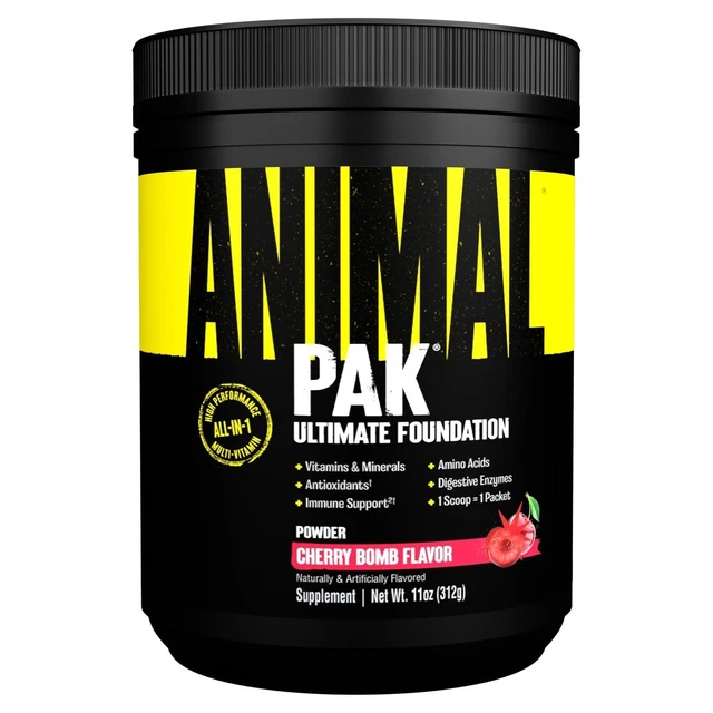 ANIMAL PAK MULTIVITAMIN Powder Cherry Bomb Vitamins Minerals Amino ...