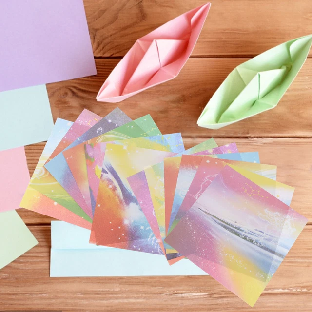 2 paquetes de papel de colores dibujos animados para niños niños álbum de recortes artesanal papel origami