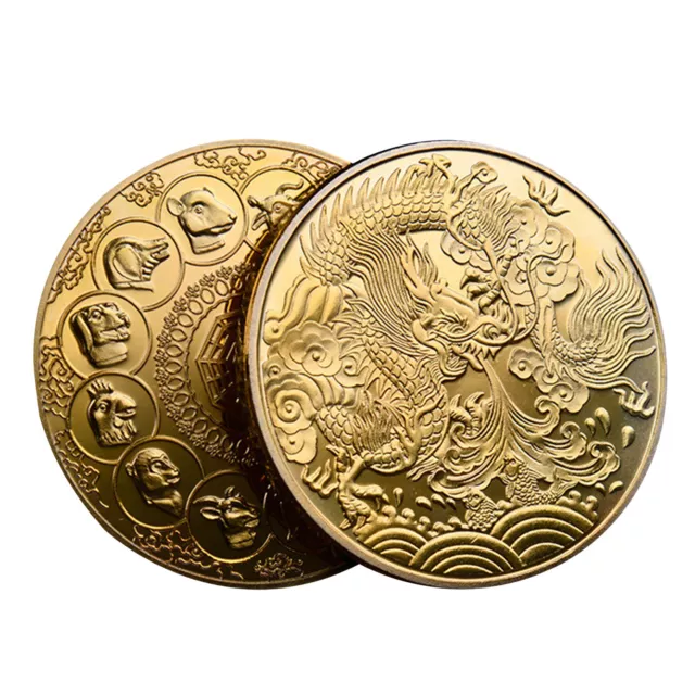 Chinese Dragon Coin Solid Metal Collectible Coins Durable Novelty New Year