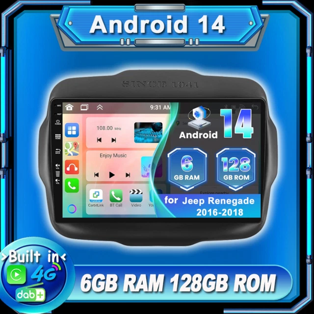 Autoradio Android 14 Per Jeep Renegade 2015-2020 - 9" Touchscreen, GPS, CarPlay, 4G, Bluetooth 5.0 - Foto 3