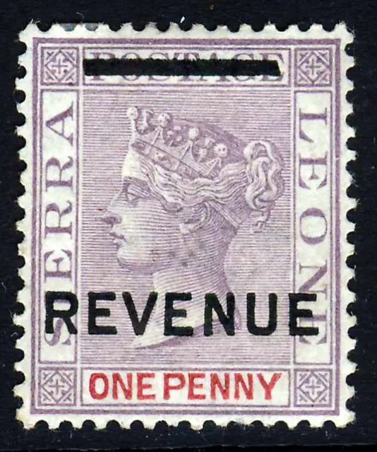 SIERRA LEONE Queen Victoria One Penny Lilac & Red Overprinted REVENUE MINT