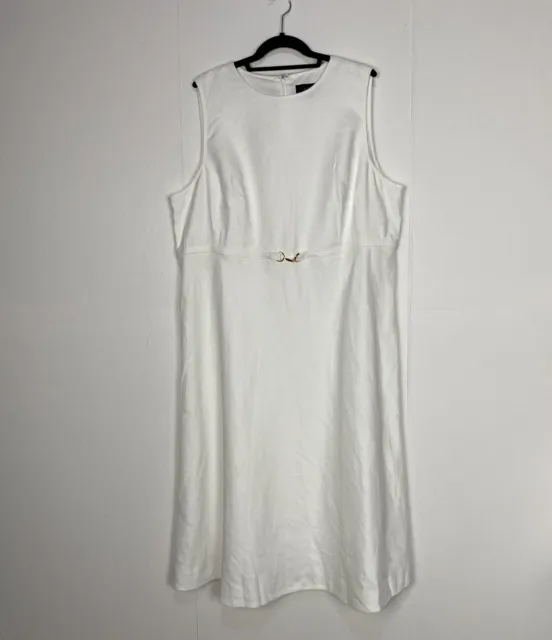 J CREW Women’s NWT White Linen Blend A Line Sleeveless Lined Dress Size 22.