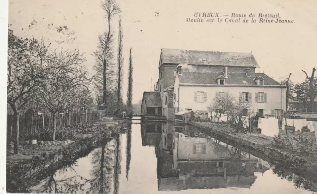 CPA 27 EVREUX Route de Breteuil Moulin sur le Canal de la Reine Jeanne