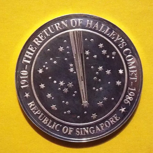 1986 SINGAPORE Silver Proof Coin "Return of Halley's Comet"