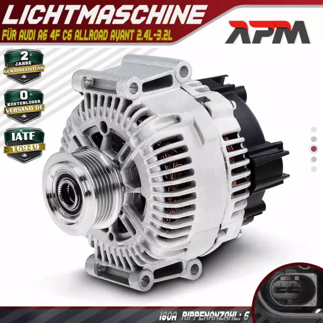 Lichtmaschine Generator 180A für Audi A6 4F C6 Allroad Avant 2.4L 2.8L 3.0L 3.2L