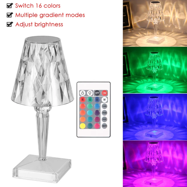 LED Crystal Table Lamp Diamond Rose Night Light Touch Atmosphere Bedside Bar USA