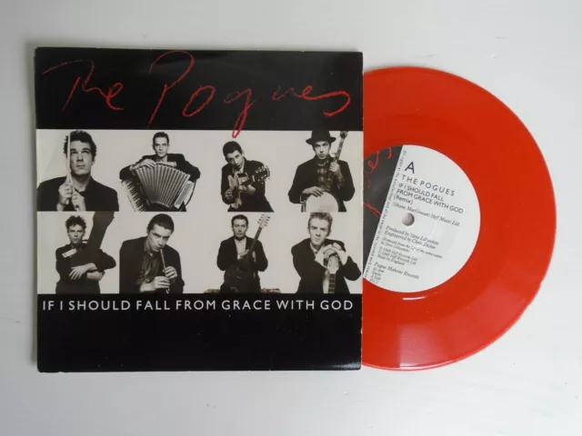 The Pogues - If I Should Fall From Grace With God UK red vinyl 7" PS single