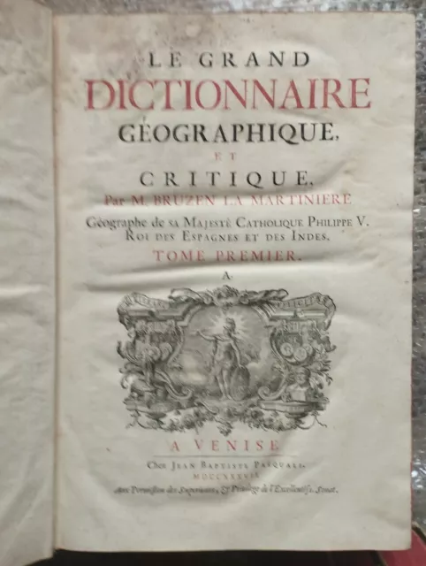 Cinque Volumi In Foglio Dizionario Geografia Venezia  1737