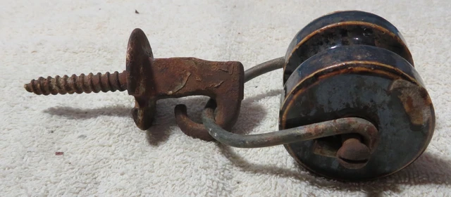Vintage Brown Ceramic Porcelain Universal  Lag Screw HOOK Insulator with bail