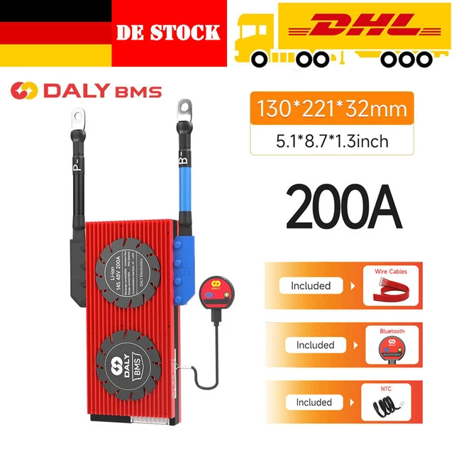 DALY 48V 16S 200A LiFePo4 Smart BMS Common Port W/Balance+Bluetooth Module SDE EUR 151,90