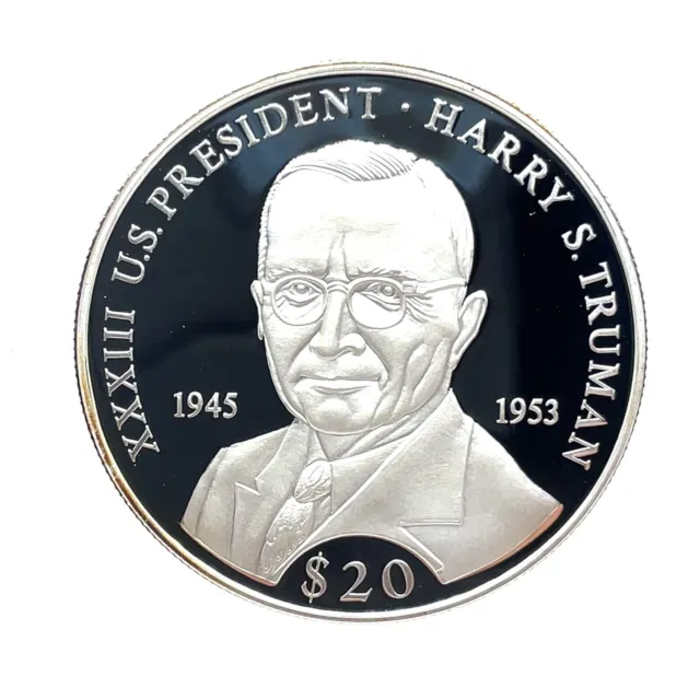 2000 LIBERIA XXXIII President Harry S. Truman  20gr .999 Silver Proof $20 Coin