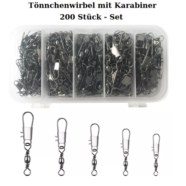 Tönnchenwirbel mit Karabiner, Set, Angelkarabiner, Karabiner mit Wirbel, Angeln