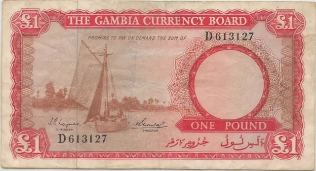 GAMBIA 1 POUND 1965 1970 P 2a CIRCULATED - SEE SCAN