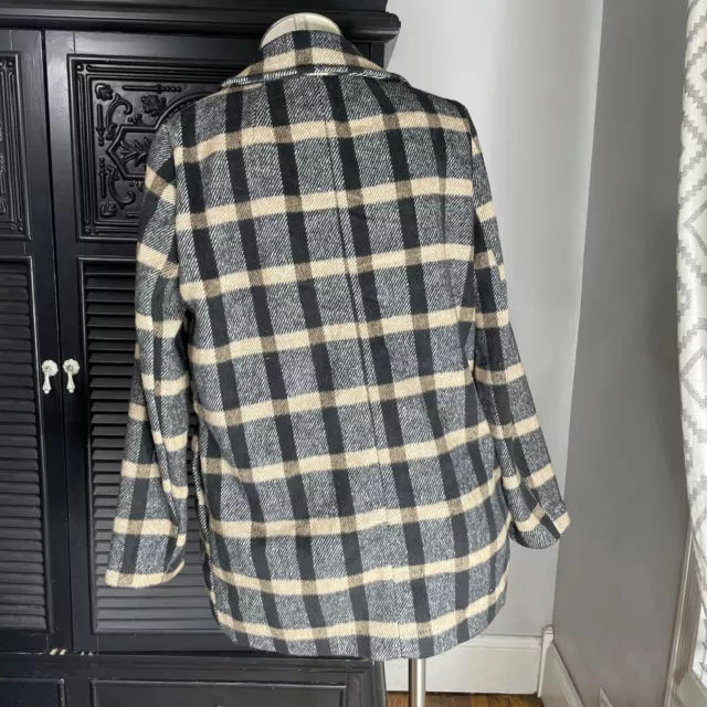 JOIE OVERSIZE CHECK Plaid Wool Blend Coat XS $150.00 - PicClick