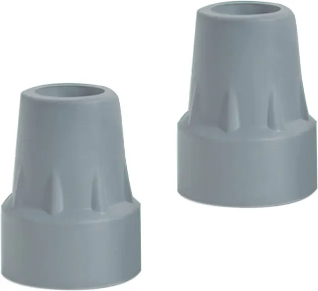 7/8" Heavy Duty Rubber Crutch Tips - 2 Pack, Gray, Replacement