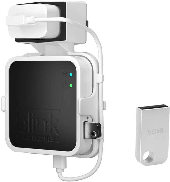 64GB USB Flash Drive & Outlet Wall Mount Bracket for Blink Sync Module 2