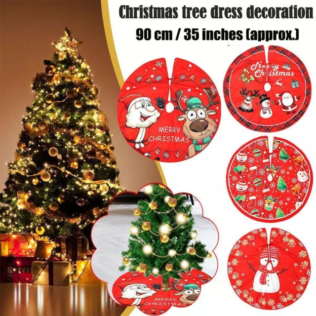 90cm Christmas Tree Skirt Xmas Tree Mat Ornaments Decorations Q6 Party W0V3 J4D5 2