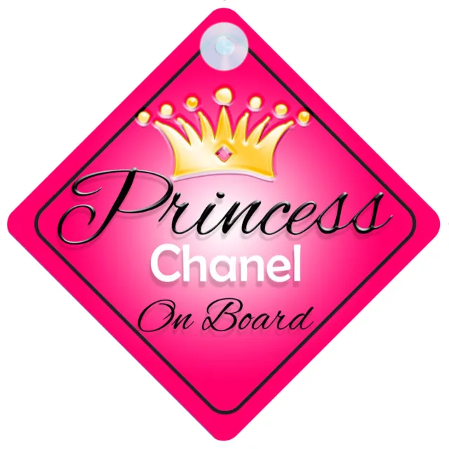 Princess Chanel On Board Personalised Girl Car Sign Child Gift 001