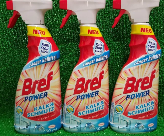 (8,67€/l) 3x  Bref Power gegen KALK & SCHMUTZ Reiniger Küche 750ml Sprühflasche