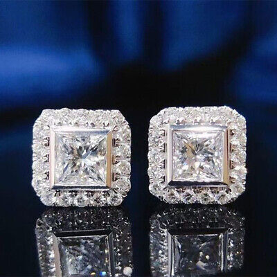 Pretty Cubic Zircon 925 Silver Filled Stud Earring Anniversary Women Gift A Pair